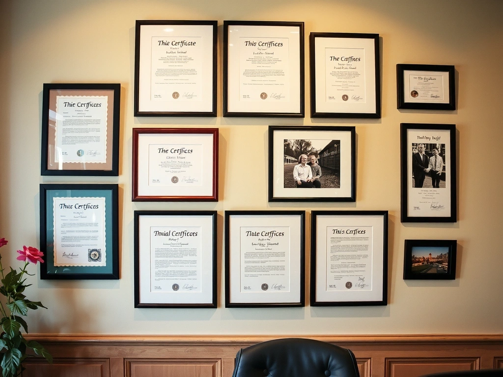 Credential wall with certificates